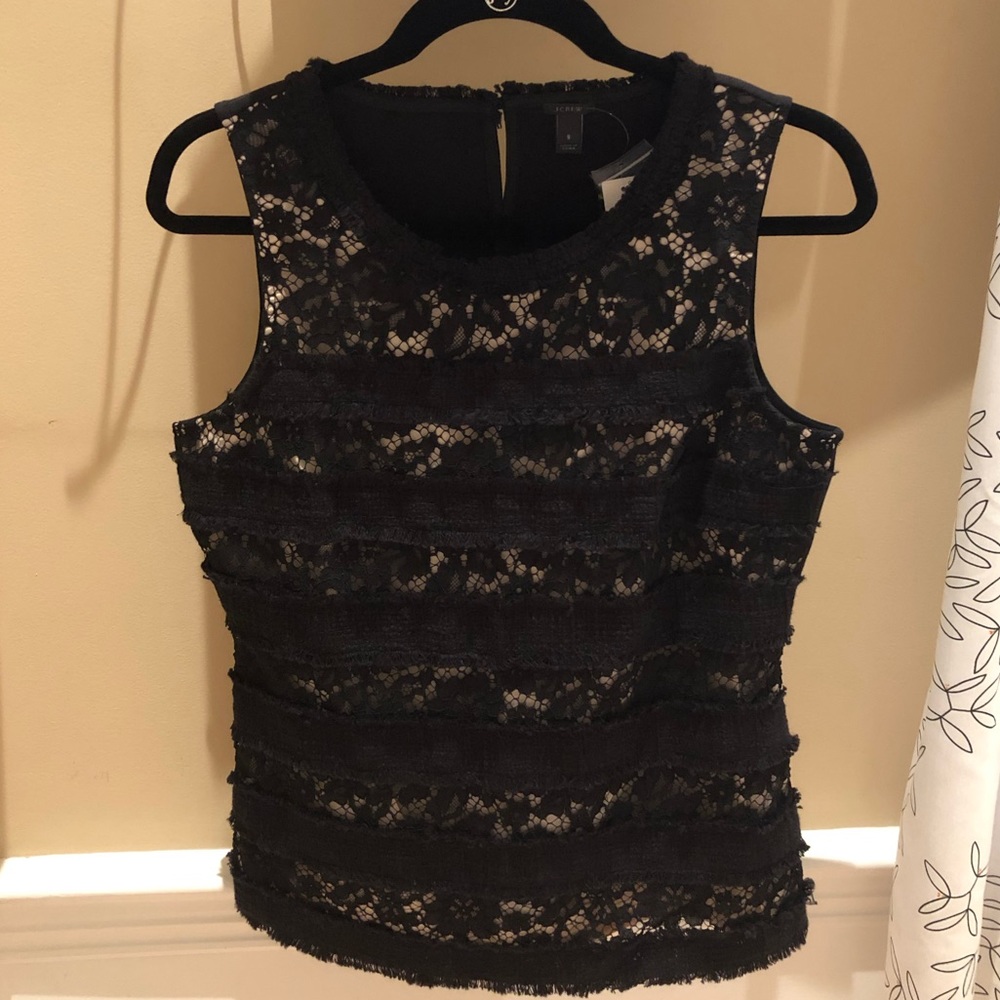 NWT J. Crew lace front tank with nude lining